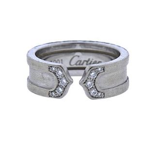 Cartier C 18k Gold Diamond Cuff Ring
