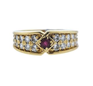 Van Cleef &amp; Arpels 18k Gold Diamond Ruby Ring