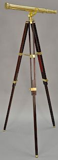 Brass telescope on tripod base, ht. 61in. Provenance: Property from the Estate of Frank Perrotti Jr. of Hamden, Connecticut