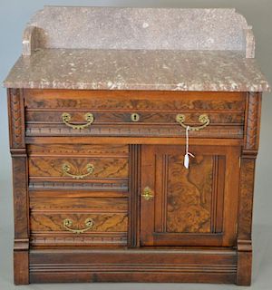 Victorian walnut marble top commode, ht. 33 1/2in., wd. 31 1/2in. Provenance: Property from the Estate of Frank Perrotti Jr.
