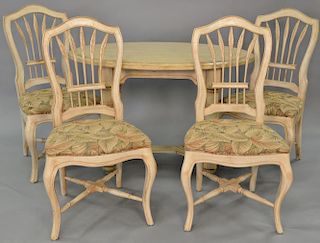 Continental oval table and four chairs, ht. 30in., top. 31" x 46"