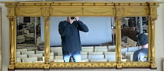 Federal style gilt over mantle mirror. ht. 25 1/2in., wd. 46in.