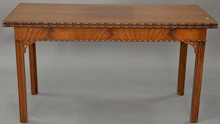 Chippendale style mahogany table with flip lid top opening to double size, ht. 30in., closed top. 22" x 55"