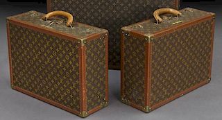 (3) Louis Vuitton hard sided suitcases