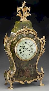 Louis XV style painted bracket clock