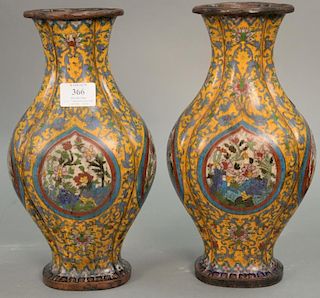 Pair of Cloisonne vases. ht. 12 1/2in.