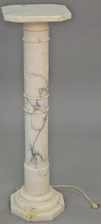 Marble pedestal with light in column. ht. 40 1/2in., top: 12" x 12" Provenance: Property from the Estate of Frank Perrotti Jr