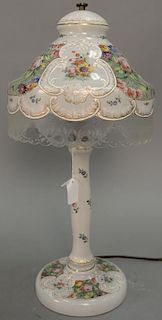 Overlay table lamp with enameled flower. ht. 21in. Provenance: Property from the Estate of Frank Perrotti Jr. of Hamden, Conn