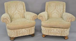 Pair of custom upholstered easy chairs