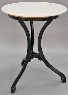 Iron parlor table with white enameled top. ht. 30in., dia. 24in. Provenance: Property from the Estate of Frank Perrotti Jr. o