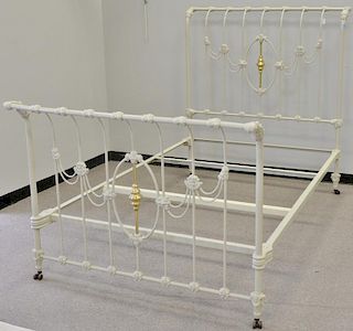 Victorian iron bed, double size. ht. 60in. Provenance: Property from the Estate of Frank Perrotti Jr. of Hamden, Connecticut