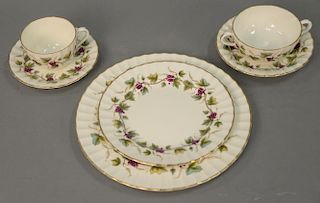 Set of Royal Worcester "Bacchanal" dinnerware, setting for twelve, 104 total pieces.