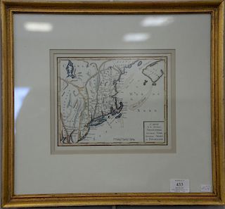 Hand colored engraved map of New England, Carte de la Nouvelle Angleterre Nouvelle York, Nouvelle Jersey, et Pennsylvania, si