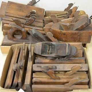 Two box lots of early wooden planes.