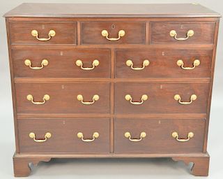 Custom mahogany double chest. ht. 42in., wd. 50in., dp. 22in.