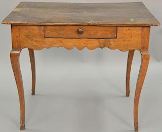 Louis XV fruitwood table with drawer, 18th century. ht. 27 1/2in., top: 26" x 34"