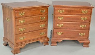 Ethan Allen dark cherry pair of four drawer diminutive chests, ht. 28in., wd. 26in., dp. 17in.