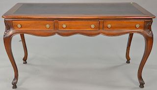 Contemporary desk/table with insert leather top, ht. 31 1/2in., top. 31 1/2" x 58 1/2"