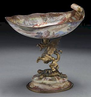 19th C. Viennese enamel and gilt bronze cup,