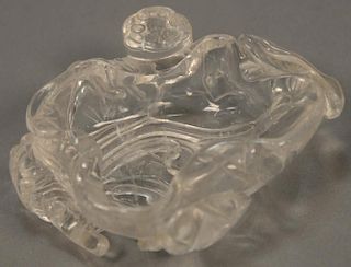 Chinese rock crystal brush washer in lotus form. ht. 1 1/2in., lg. 4 1/2in.