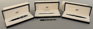 Three Mont Blanc Meisterstuck pens with original boxes.