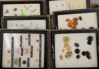 Tray lot of loose gems, aquamarine, emerald, sphere, citrine, quartz, tourmaline, topaz, etc.