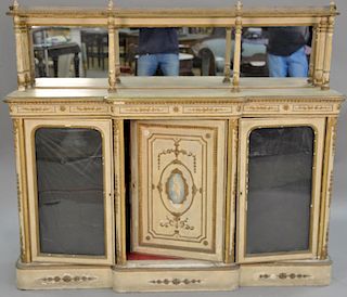 Continental style credenza with mirrored back, 19th century (as is). ht. 57in., wd. 65 1/2in., dp. 15 1/2in.