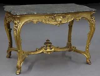 Louis XV style marble top giltwood salon table