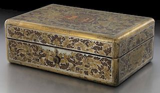 French brass and pewter inlaid box,