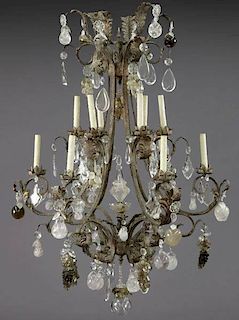 French wrought iron 12-light chandelier with