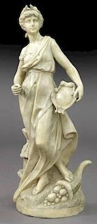 Italian carved marble figure of a standing lady