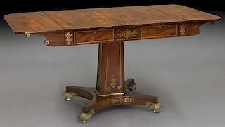 Regency mahogany brass inlaid sofa table