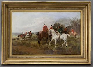 After J. F. Herring, "The Hunt" oil on canvas,