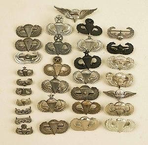 31 US Parachute and Glider "Jump" Wings, incl. 8 in Sterling