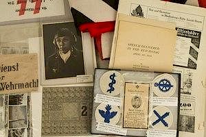 German Stamps, Ration Coupons, Propaganda items, Flags, Photos, and Ratings patches