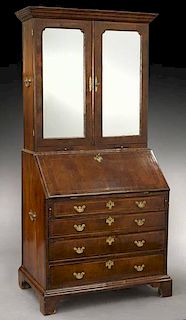 George III inlaid, crossbanded secretary bookcase,