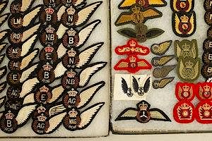 2 Frames of Cloth Canadian and British Wings, incl. 62 half-wings, 33 wings, Badges and Patches.