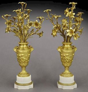 Pr. Louis XV style bronze-dore and marble 6-light