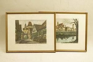 2 Colored Etchings (framed) from the Collection of Gen. Anthony C. McAuliffe