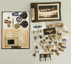 US WWII 7th NY Medal group, badges, patches, rare photos and a large amount of miscellaneous US World War II insignia