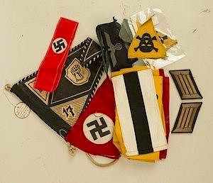 3rd Reich Arm Bands, Car Pennants, Collar Tabs