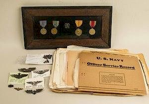USN Officer's Medal Group and Records, Wings, Other Medals, WWI Nurse's Collars and More