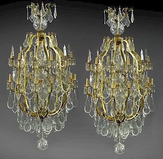Pr. Louis XV style bronze and crystal 24-light