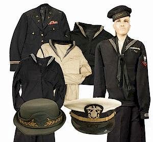 US Army and Navy Uniform Items, incl. a WAC Major's Hat