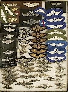 Civil Air Patrol Wing and Badge Collection, some sterling, plus USAAC leather wings, incl. Liaison