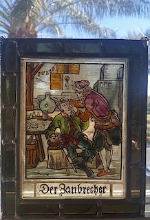 Antique Stained Glass Swiss/German Trade Sign