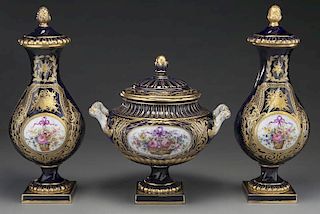 3 Pc. 19th C. French porcelain garniture set