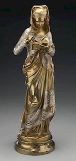 French silvered and bronze-dore figure