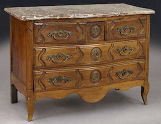 French provincial commode with marble top,
