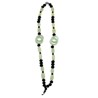 ANTIQUE CHINESE JADE BEADED NECKLACE